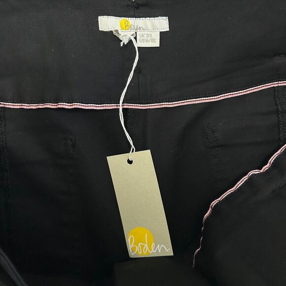 Boden Tailored Tie Waist Pants NWT Women's Sz 16/18L Black Ankle Stretch Belted - Picture 3 of 7